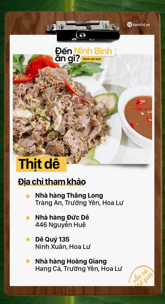 Tái dê Hoa Lư – món ăn ngon Ninh Bình
